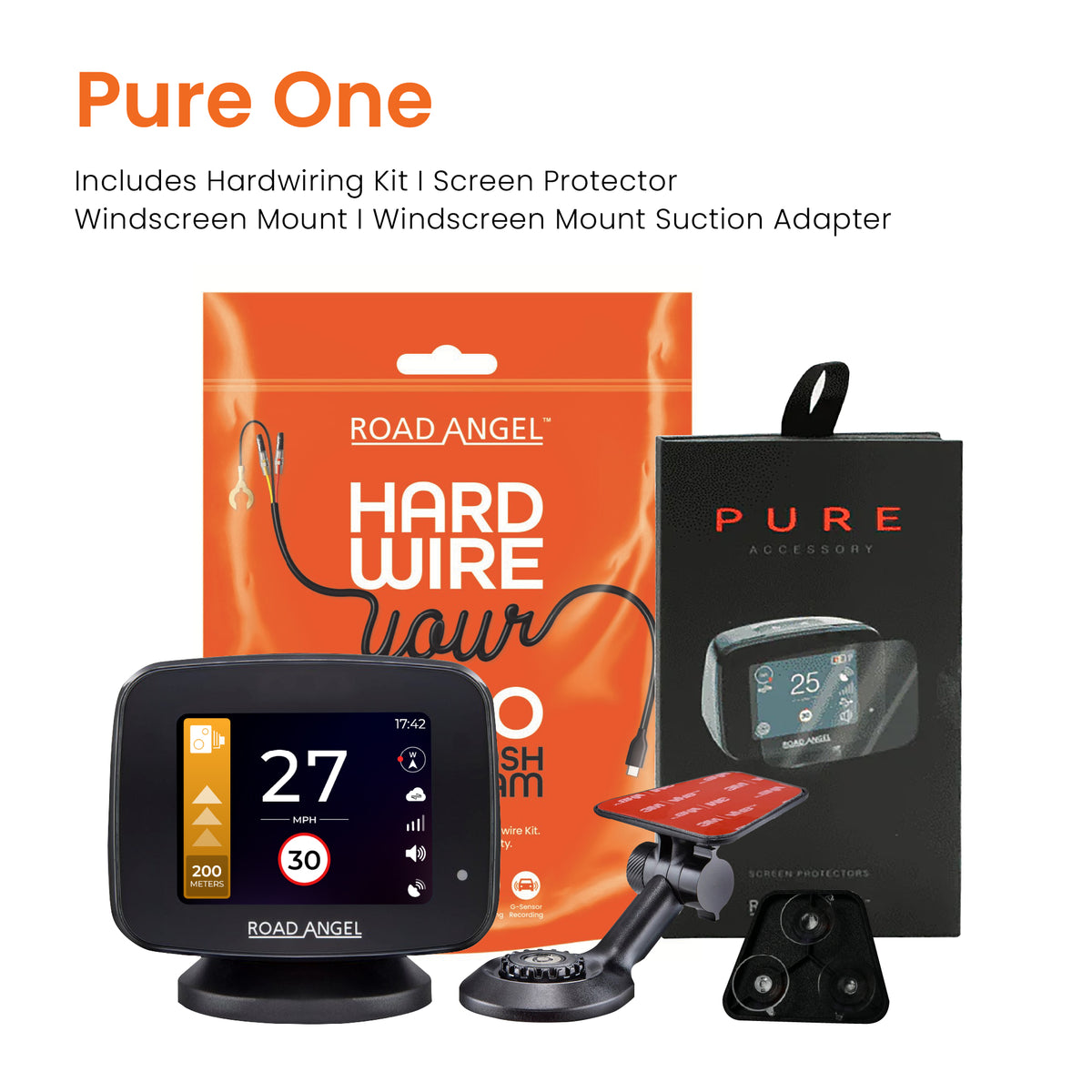 Road Angel Pure One V2.4 Speed Camera Detector With Speed Awareness & Onboard Mobile Data Modem Deluxe Bundle
