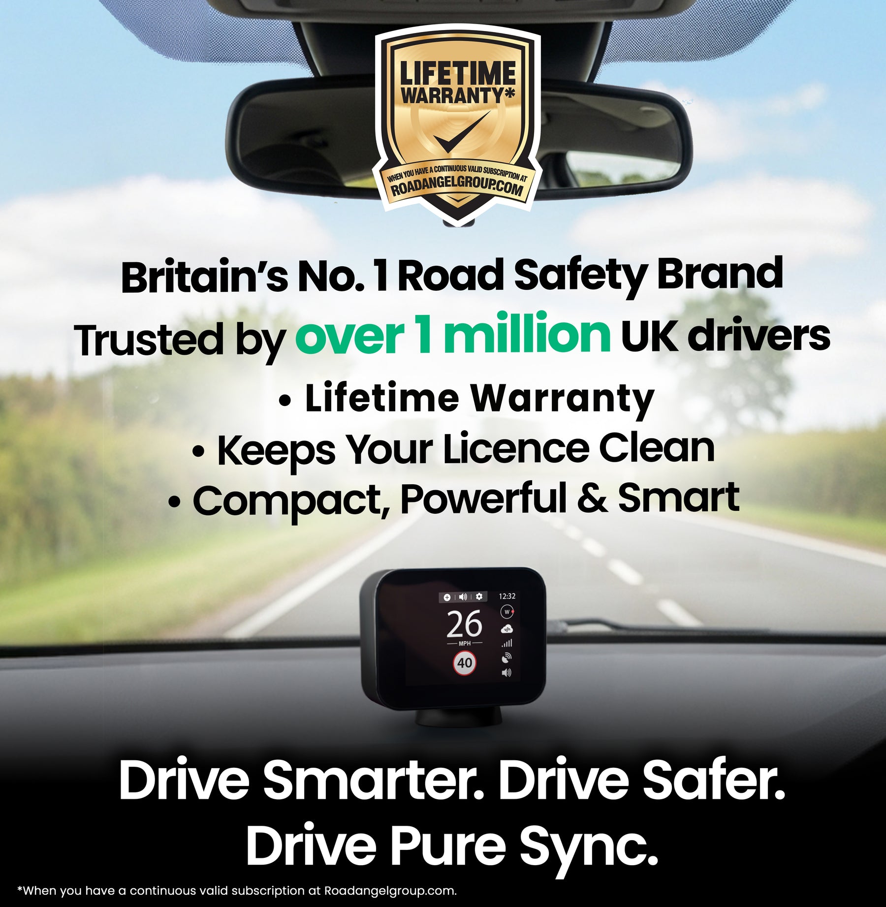 NEW - Pure Sync - Smart Road Safety & Speed Awareness Assistant with Camera Alerts 